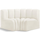 Meridian Arc Cream Velvet 2 pc Modular Sectional IMAGE 1