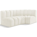 Meridian Arc Cream Velvet 3 pc Modular Sectional IMAGE 1