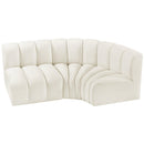 Manufacturer Color_Cream -- Arc 84" Cream Velvet Upholstered 3 pc Modular Sectional IMAGE 4