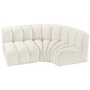Meridian Arc Cream Velvet 3 pc Modular Sectional IMAGE 4