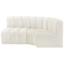 Meridian Arc Cream Velvet 3 pc Modular Sectional IMAGE 6