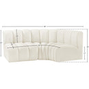  Manufacturer Color_Cream -- Arc 84" Cream Velvet Upholstered 3 pc Modular Sectional IMAGE 9