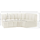 Meridian Arc Cream Velvet 3 pc Modular Sectional IMAGE 9