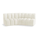 Meridian Arc Cream Velvet 3 pc Modular Sectional IMAGE 1