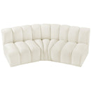  Manufacturer Color_Cream -- Arc 86" Cream Velvet Upholstered 3 pc Modular Sectional IMAGE 4