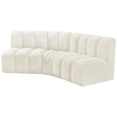 Meridian Arc Cream Velvet 3 pc Modular Sectional IMAGE 6
