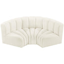  Manufacturer Color_Cream -- Arc 80" Cream Velvet Upholstered 3 pc Modular Sectional IMAGE 4