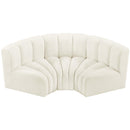 Meridian Arc Cream Velvet 3 pc Modular Sectional IMAGE 4