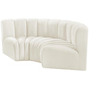  Manufacturer Color_Cream -- Arc 80" Cream Velvet Upholstered 3 pc Modular Sectional IMAGE 6