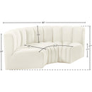  Manufacturer Color_Cream -- Arc 80" Cream Velvet Upholstered 3 pc Modular Sectional IMAGE 8