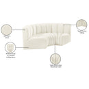  Manufacturer Color_Cream -- Arc 80" Cream Velvet Upholstered 3 pc Modular Sectional IMAGE 9