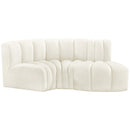  Manufacturer Color_Cream -- Arc 70" Cream Velvet Upholstered 3 pc Modular Sectional IMAGE 5