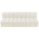  Manufacturer Color_Cream -- Arc 89.5" Cream Velvet Upholstered 3 pc Modular Sectional IMAGE 4