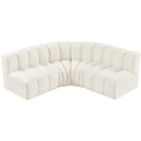  Manufacturer Color_Cream -- Arc 103" Cream Velvet Upholstered 4 pc Modular Sectional IMAGE 4