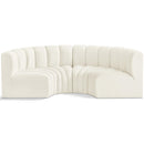  Manufacturer Color_Cream -- Arc 88" Cream Velvet Upholstered 4 pc Modular Sectional IMAGE 1