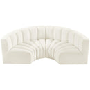 Meridian Arc Cream Velvet 4 pc Modular Sectional IMAGE 4
