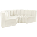  Manufacturer Color_Cream -- Arc 88" Cream Velvet Upholstered 4 pc Modular Sectional IMAGE 5
