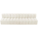  Manufacturer Color_Cream -- Arc 119" Cream Velvet Upholstered 4 pc Modular Sectional IMAGE 4