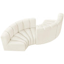  Manufacturer Color_Cream -- Arc 102" Cream Velvet Upholstered 4 pc Modular Sectional IMAGE 4