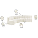  Manufacturer Color_Cream -- Arc 133" Cream Velvet Upholstered 5 pc Modular Sectional IMAGE 15
