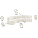 Meridian Arc Cream Velvet 5 pc Modular Sectional IMAGE 15