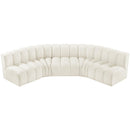  Manufacturer Color_Cream -- Arc 133" Cream Velvet Upholstered 5 pc Modular Sectional IMAGE 4