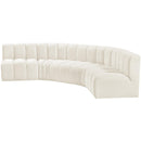  Manufacturer Color_Cream -- Arc 133" Cream Velvet Upholstered 5 pc Modular Sectional IMAGE 6