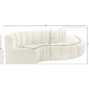  Manufacturer Color_Cream -- Arc 122" Cream Velvet Upholstered 5 pc Modular Sectional IMAGE 10