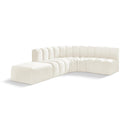  Manufacturer Color_Cream -- Arc 127" Cream Velvet Upholstered 5 pc Modular Sectional IMAGE 1