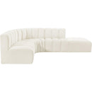  Manufacturer Color_Cream -- Arc 127" Cream Velvet Upholstered 5 pc Modular Sectional IMAGE 9