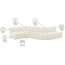  Manufacturer Color_Cream -- Arc 145" Cream Velvet Upholstered 6 pc Modular Sectional IMAGE 15