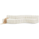  Manufacturer Color_Cream -- Arc 145" Cream Velvet Upholstered 6 pc Modular Sectional IMAGE 1