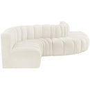  Manufacturer Color_Cream -- Arc 145" Cream Velvet Upholstered 6 pc Modular Sectional IMAGE 6
