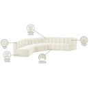  Manufacturer Color_Cream -- Arc 151" Cream Velvet Upholstered 6 pc Modular Sectional IMAGE 13