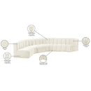 Meridian Arc Cream Velvet 6 pc Modular Sectional IMAGE 13
