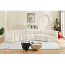  Manufacturer Color_Cream -- Arc 151" Cream Velvet Upholstered 6 pc Modular Sectional IMAGE 2