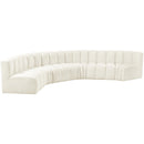  Manufacturer Color_Cream -- Arc 151" Cream Velvet Upholstered 6 pc Modular Sectional IMAGE 5