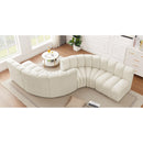  Manufacturer Color_Cream -- Arc 145" Cream Velvet Upholstered 6 pc Modular Sectional IMAGE 2