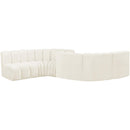  Manufacturer Color_Cream -- Arc 145" Cream Velvet Upholstered 6 pc Modular Sectional IMAGE 3