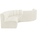 Manufacturer Color_Cream -- Arc 145" Cream Velvet Upholstered 6 pc Modular Sectional IMAGE 5