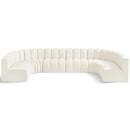  Manufacturer Color_Cream -- Arc 150" Cream Velvet Upholstered 8 pc Modular Sectional IMAGE 1