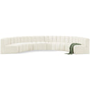 Meridian Arc Cream Velvet 8 pc Modular Sectional IMAGE 1
