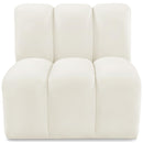 Meridian Arc Cream Velvet Straight Chair IMAGE 1