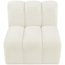 Meridian Arc Cream Velvet Straight Chair IMAGE 4