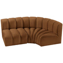  Manufacturer Color_Saddle -- Arc 84" Saddle Velvet Upholstered 3 pc Modular Sectional IMAGE 4