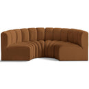  Manufacturer Color_Saddle -- Arc 88" Saddle Velvet Upholstered 4 pc Modular Sectional IMAGE 1