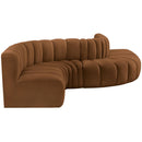  Manufacturer Color_Saddle -- Arc 145" Saddle Velvet Upholstered 6 pc Modular Sectional IMAGE 6