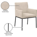 Meridian Reeves Beige Chenille Fabric Dining Chair IMAGE 9