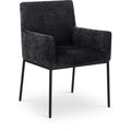  Color_Black -- Reeves Black Chenille Fabric Upholstered Dining Arm Chair IMAGE 1