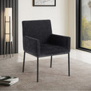  Color_Black -- Reeves Black Chenille Fabric Upholstered Dining Arm Chair IMAGE 2